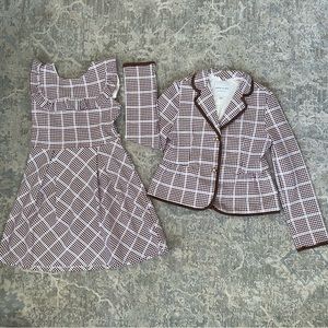 Janie and Jack equestrian plaid ruffled dress and blazer size 10 & 12